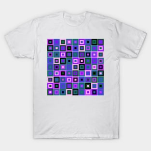 Abstract Square Geometric | Pop Fashion Modern Fusion Layered Blue Green Pink Regular T-Shirt